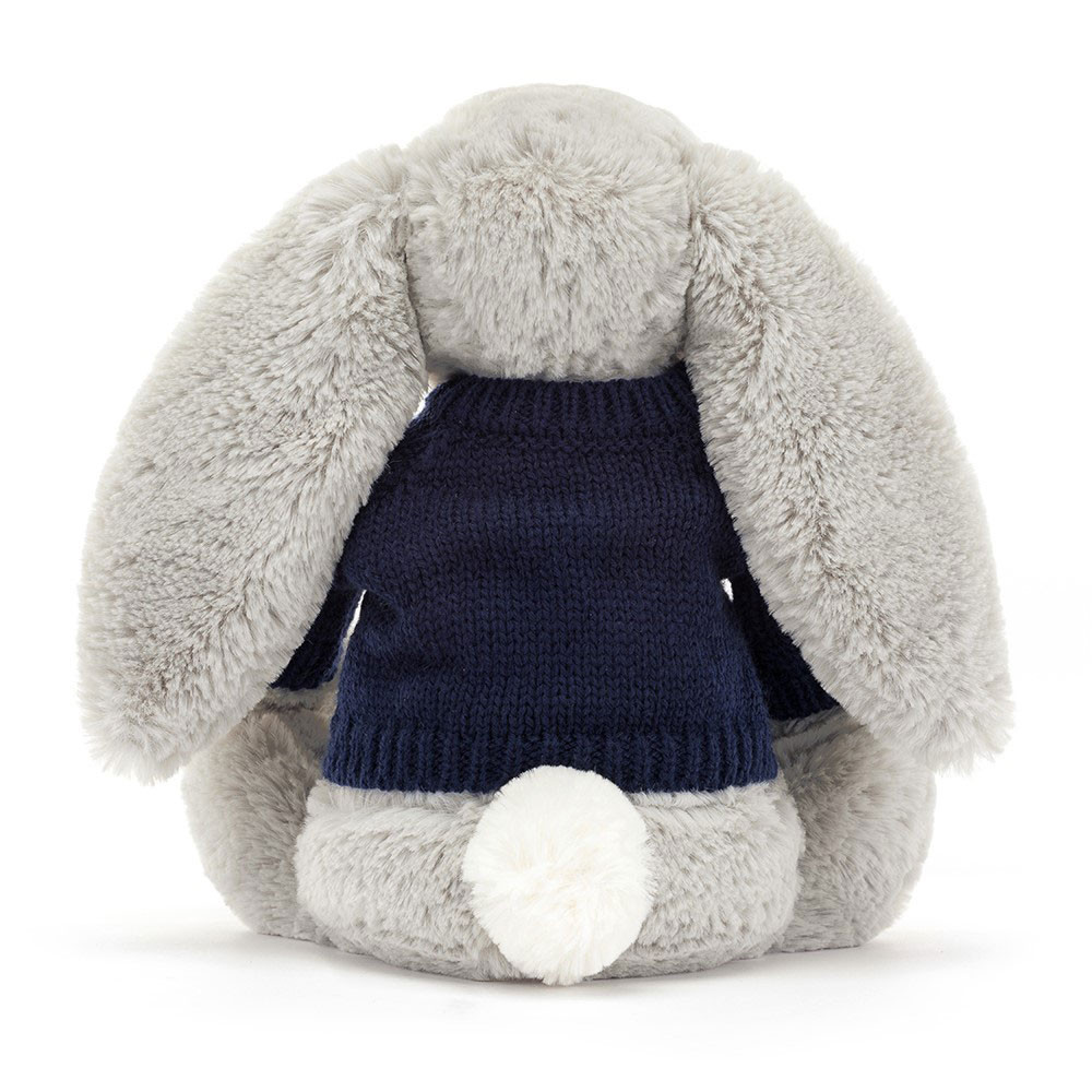 Bashful Silver Bunny with Personalized Navy Jumper — image 4
