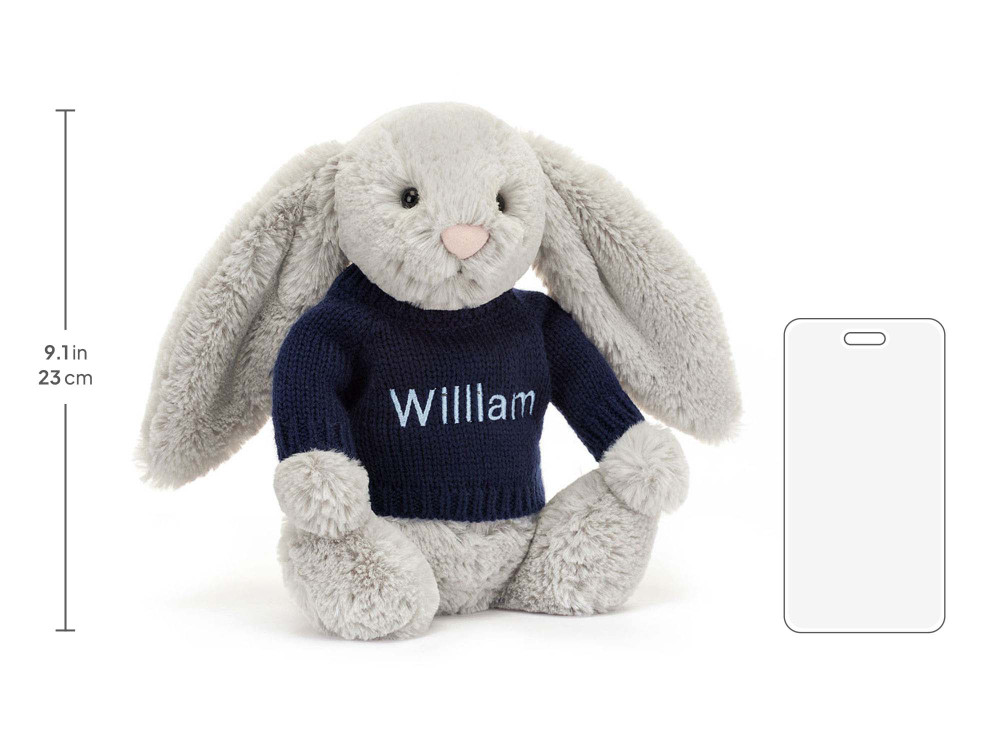 Bashful Silver Bunny with Personalized Navy Jumper — image 5