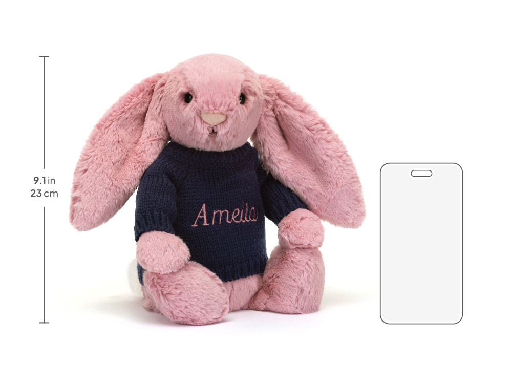 Bashful Tulip Pink Bunny with Personalized Navy Jumper — image 5
