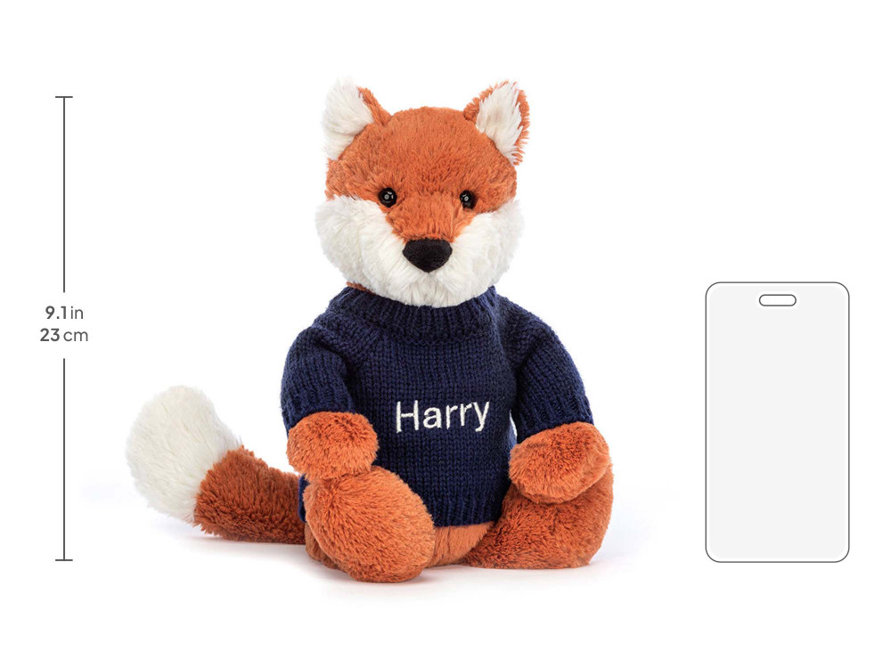 Bashful Fox Cub with Personalized Navy Jumper — image 5
