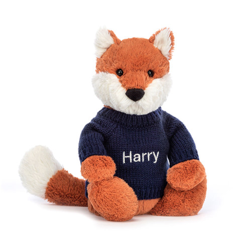 Bashful Fox Cub with Personalized Navy Jumper — image 6