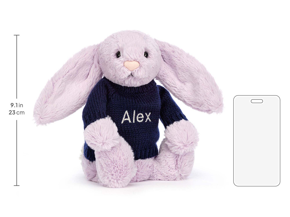 Bashful Lilac Bunny with Personalized Navy Jumper — image 5