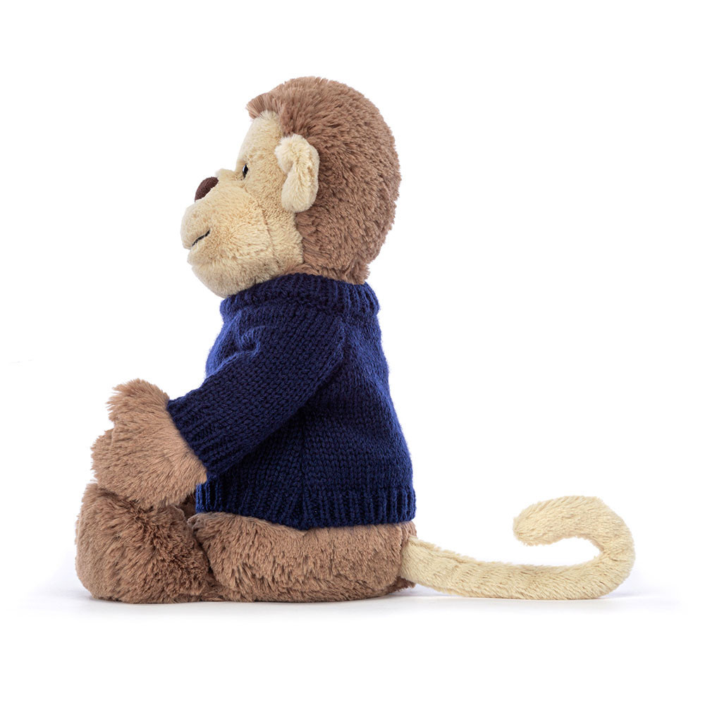 Bashful Monkey with Personalized Navy Jumper — image 3