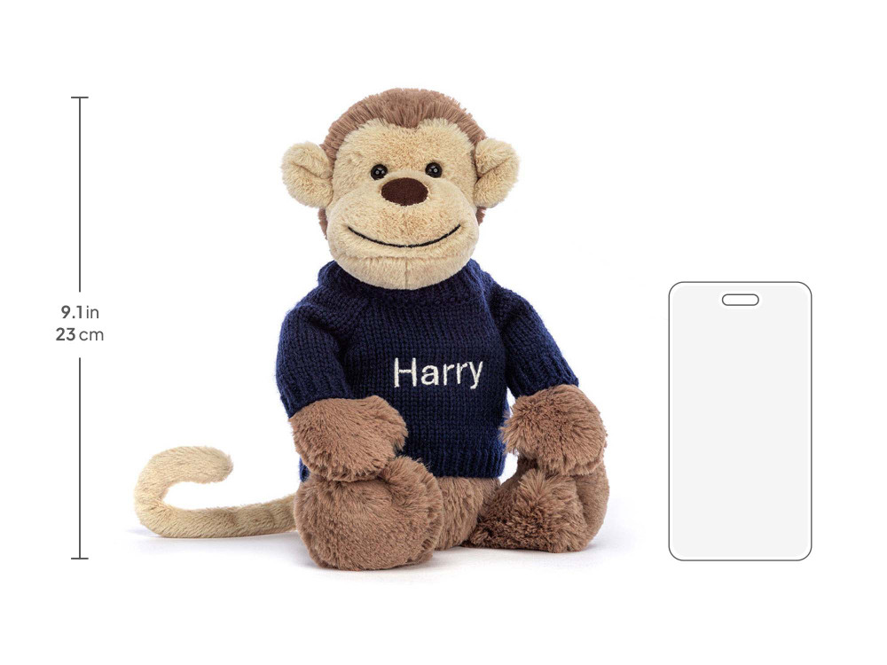 Bashful Monkey with Personalized Navy Jumper — image 5