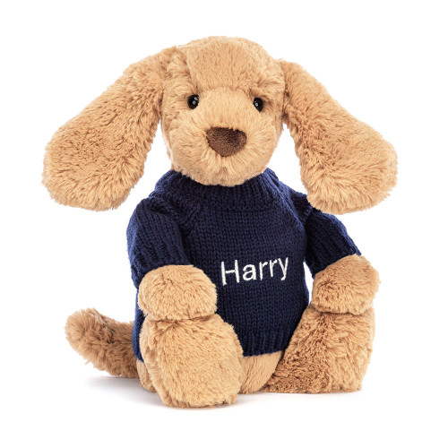 Bashful Toffee Puppy with Personalized Navy Jumper — image 6