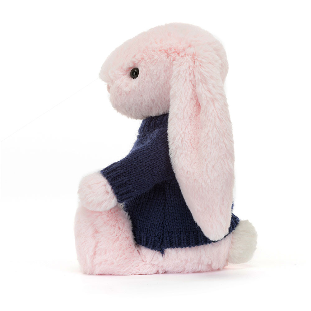 Bashful Pink Bunny with Personalized Navy Jumper — image 3