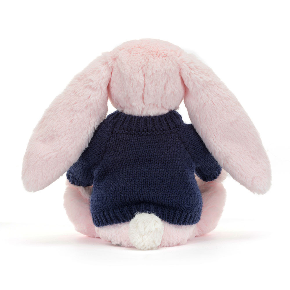 Bashful Pink Bunny with Personalized Navy Jumper — image 4