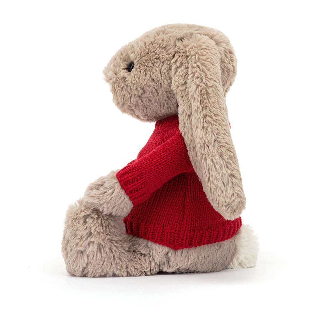 Bashful Beige Bunny with Personalized Red Jumper — image 3