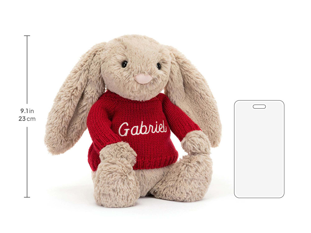 Bashful Beige Bunny with Personalized Red Jumper — image 5