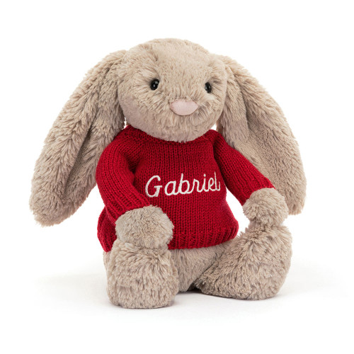 Bashful Beige Bunny with Personalized Red Jumper — image 6