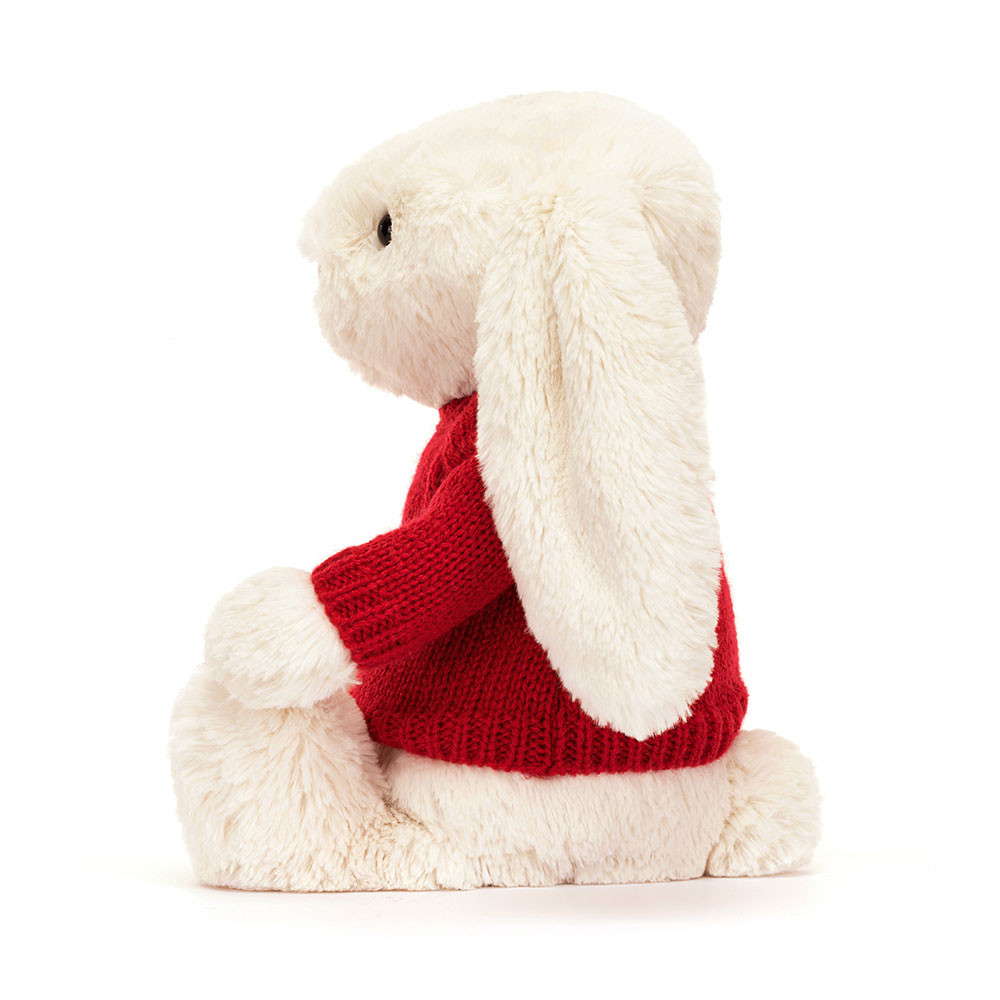 Bashful Cream Bunny with Personalized Red Jumper — image 3