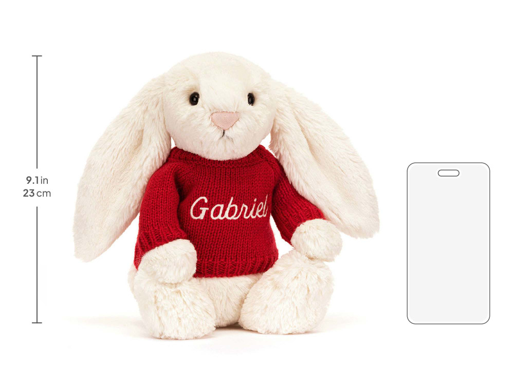 Bashful Cream Bunny with Personalized Red Jumper — image 5