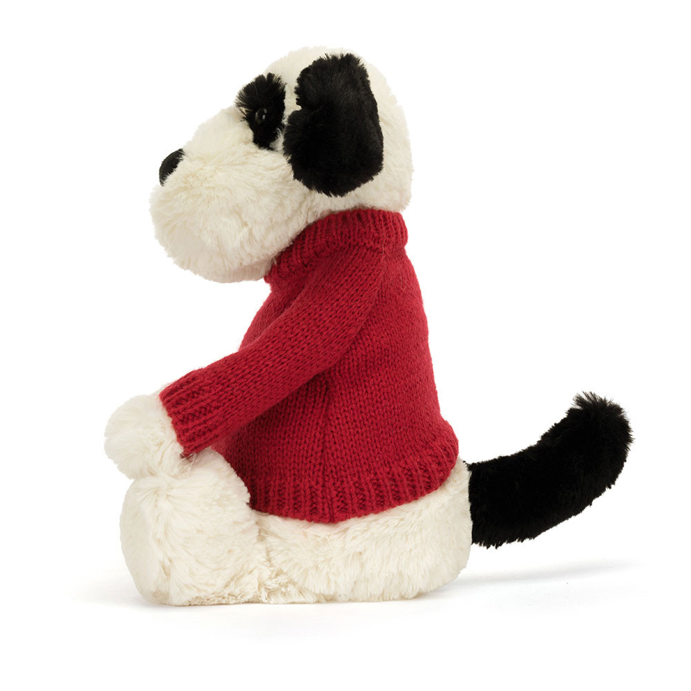 Bashful Black & Cream Puppy with Personalized Red Jumper — image 3