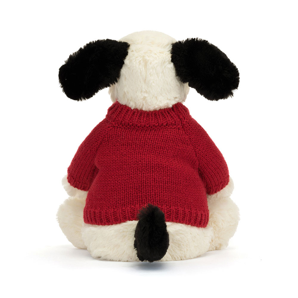 Bashful Black & Cream Puppy with Personalized Red Jumper — image 4