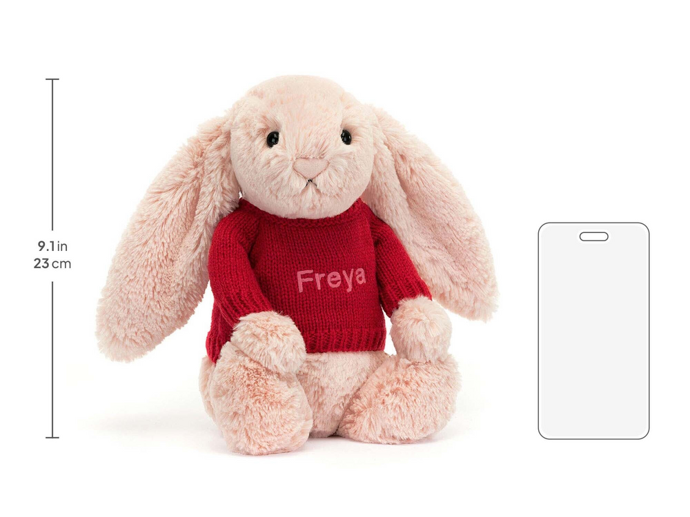 Bashful Blush Bunny with Personalized Red Jumper — image 3