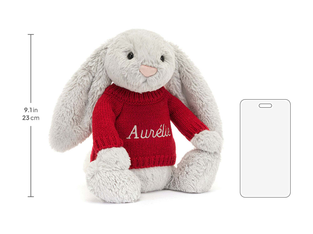 Bashful Silver Bunny with Personalized Red Jumper — image 5