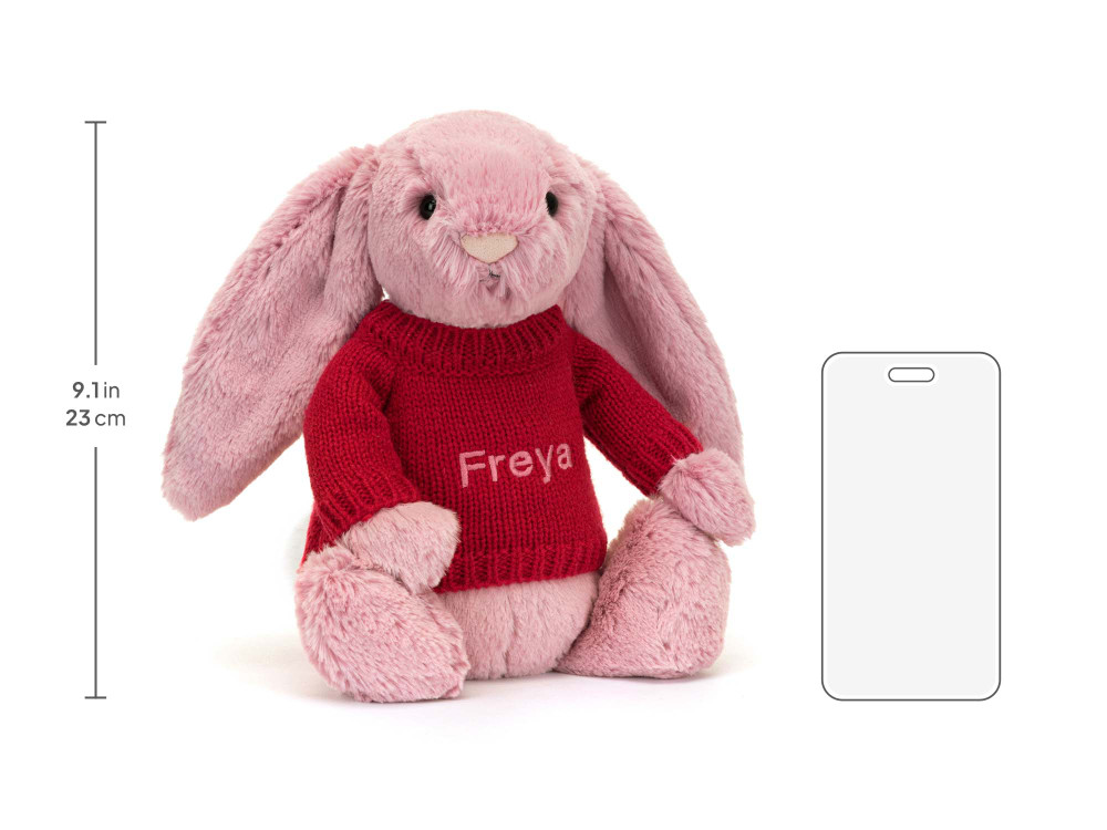Bashful Tulip Pink Bunny with Personalized Red Jumper — image 5