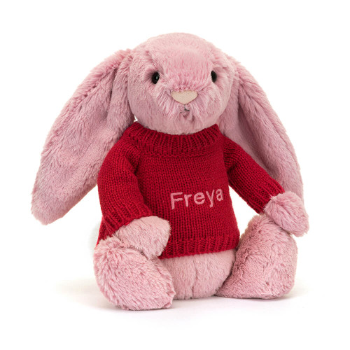 Bashful Tulip Pink Bunny with Personalized Red Jumper — image 6