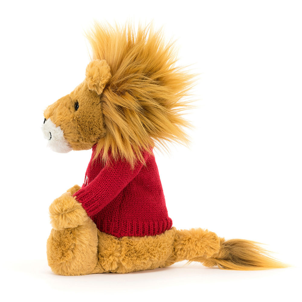 Bashful Lion with Personalized Red Jumper — image 3