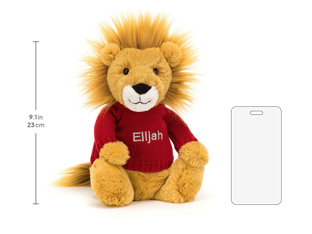 Bashful Lion with Personalized Red Jumper — image 5