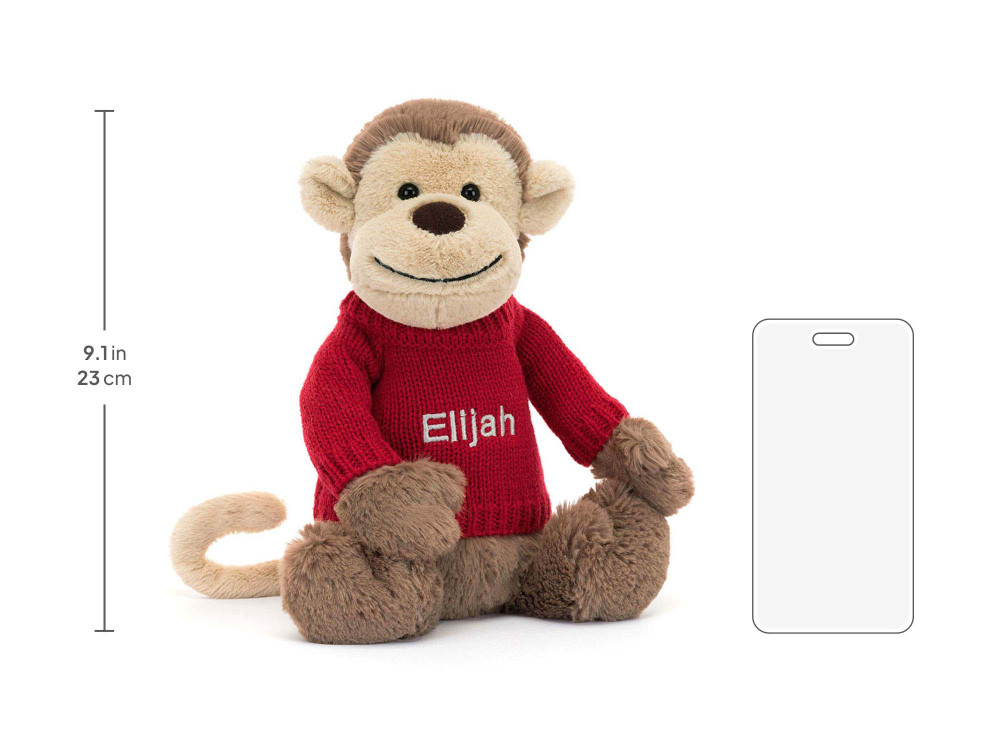 Bashful Monkey with Personalized Red Jumper — image 5