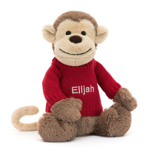 Bashful Monkey with Personalized Red Jumper — image 6