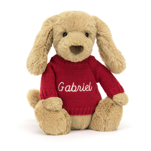 Bashful Toffee Puppy with Personalized Red Jumper — image 6
