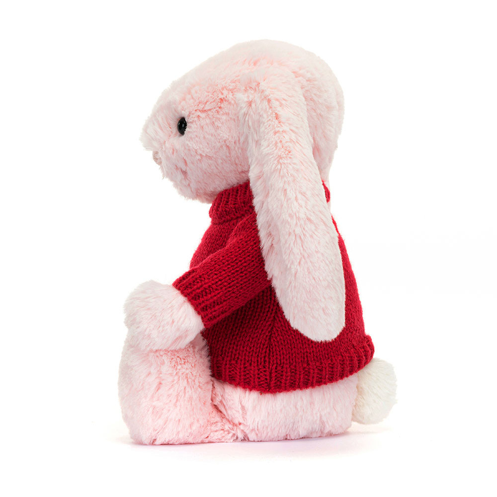 Bashful Pink Bunny with Personalized Red Jumper — image 3