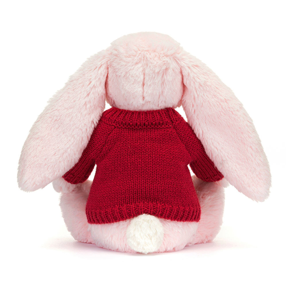 Bashful Pink Bunny with Personalized Red Jumper — image 4